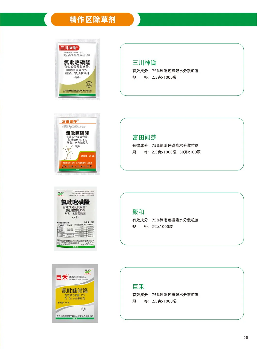 精作区除草剂产品说明